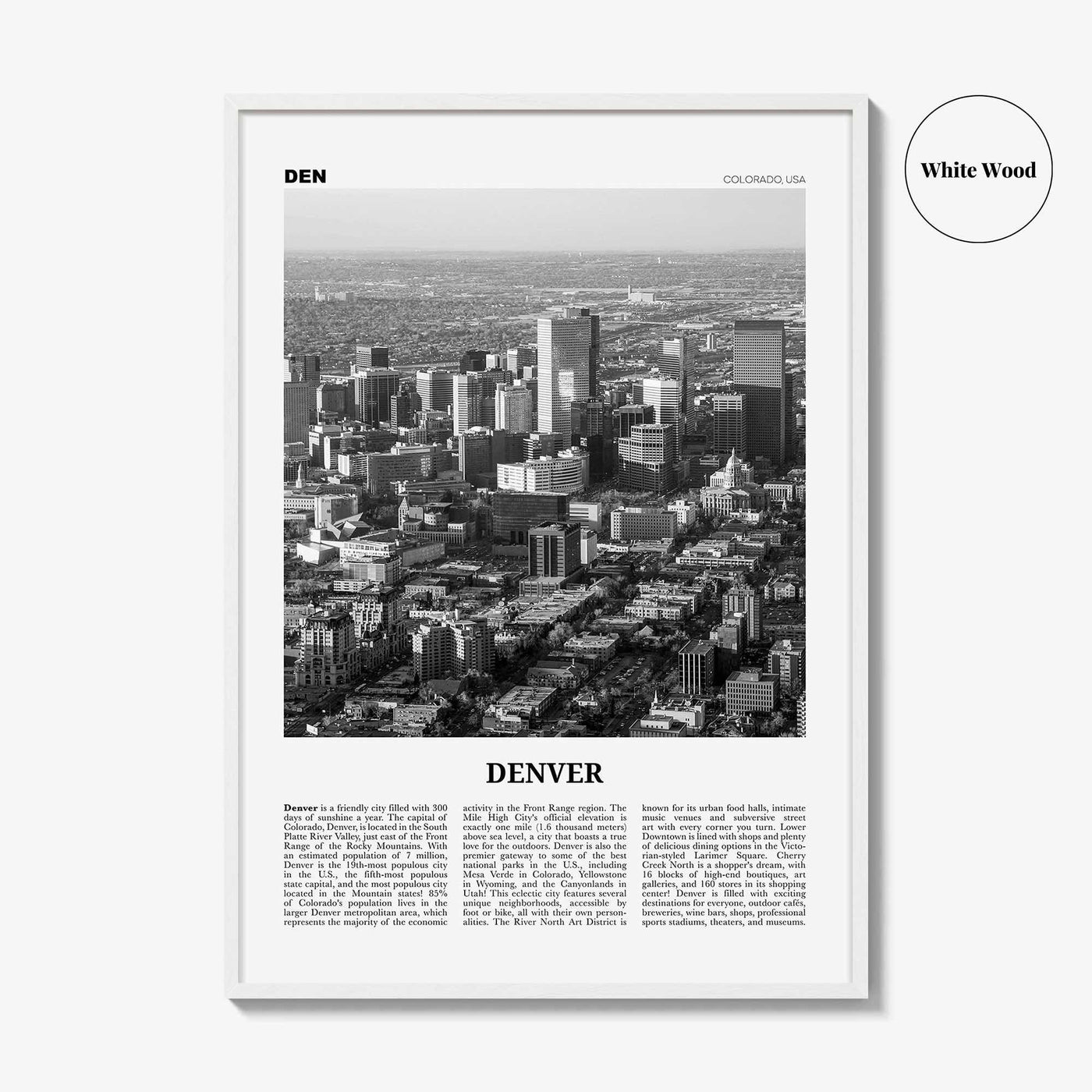 Denver Print Black and White No 3, Denver Wall Art, Denver Poster, Denver Photo, Denver Wall Decor, Colorado, USA, United States