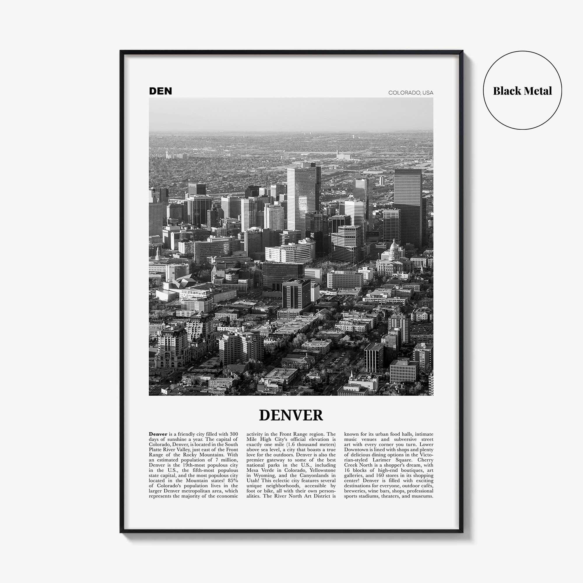 Denver Print Black and White No 3, Denver Wall Art, Denver Poster, Denver Photo, Denver Wall Decor, Colorado, USA, United States