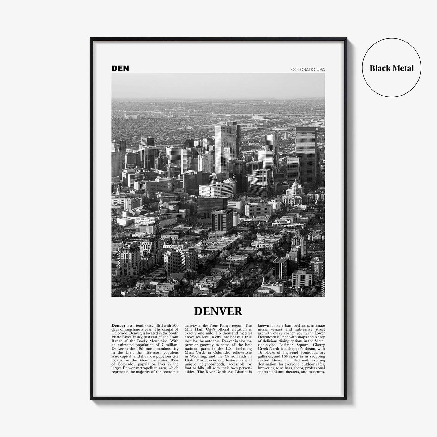 Denver Print Black and White No 3, Denver Wall Art, Denver Poster, Denver Photo, Denver Wall Decor, Colorado, USA, United States