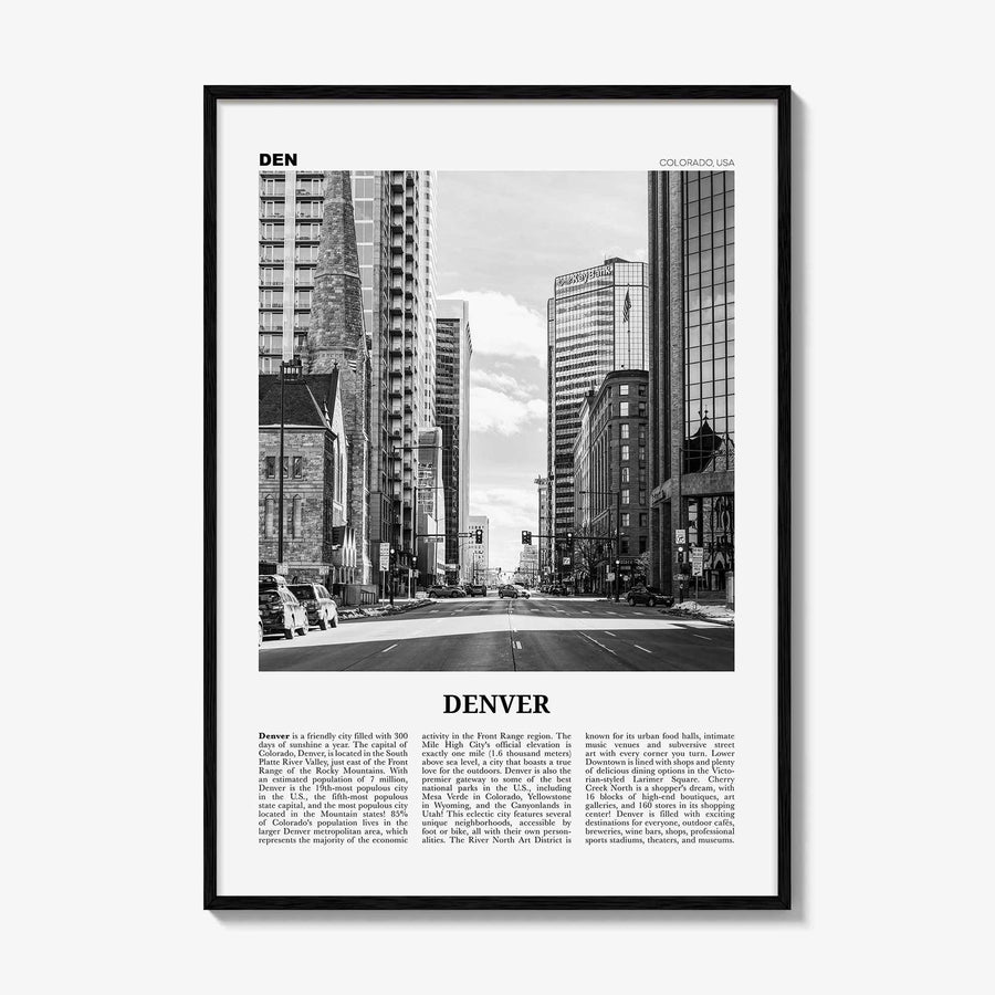 Denver Print Black and White No 4, Denver Wall Art, Denver Poster, Denver Photo, Denver Wall Decor, Colorado, USA, United States