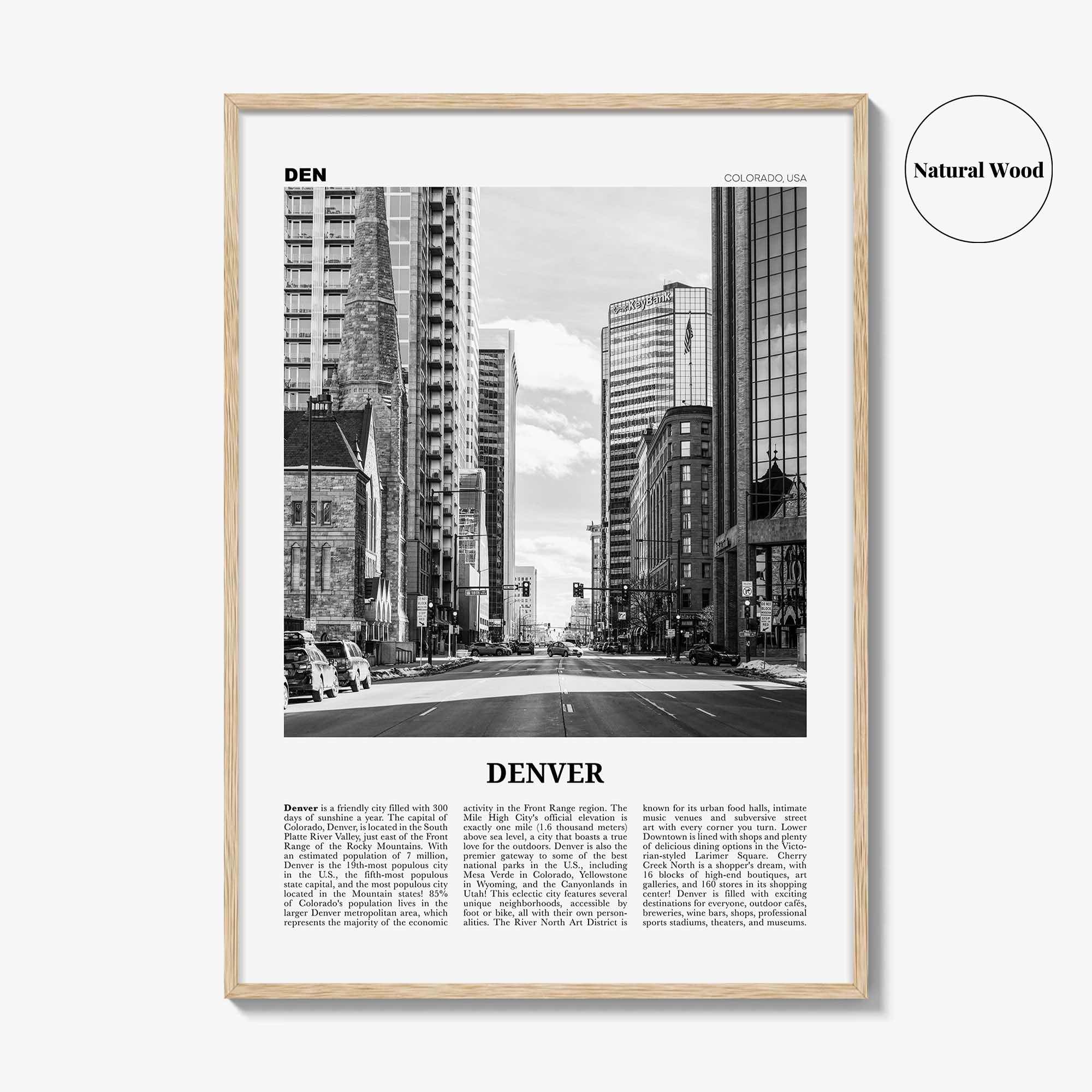 Denver Print Black and White No 4, Denver Wall Art, Denver Poster, Denver Photo, Denver Wall Decor, Colorado, USA, United States