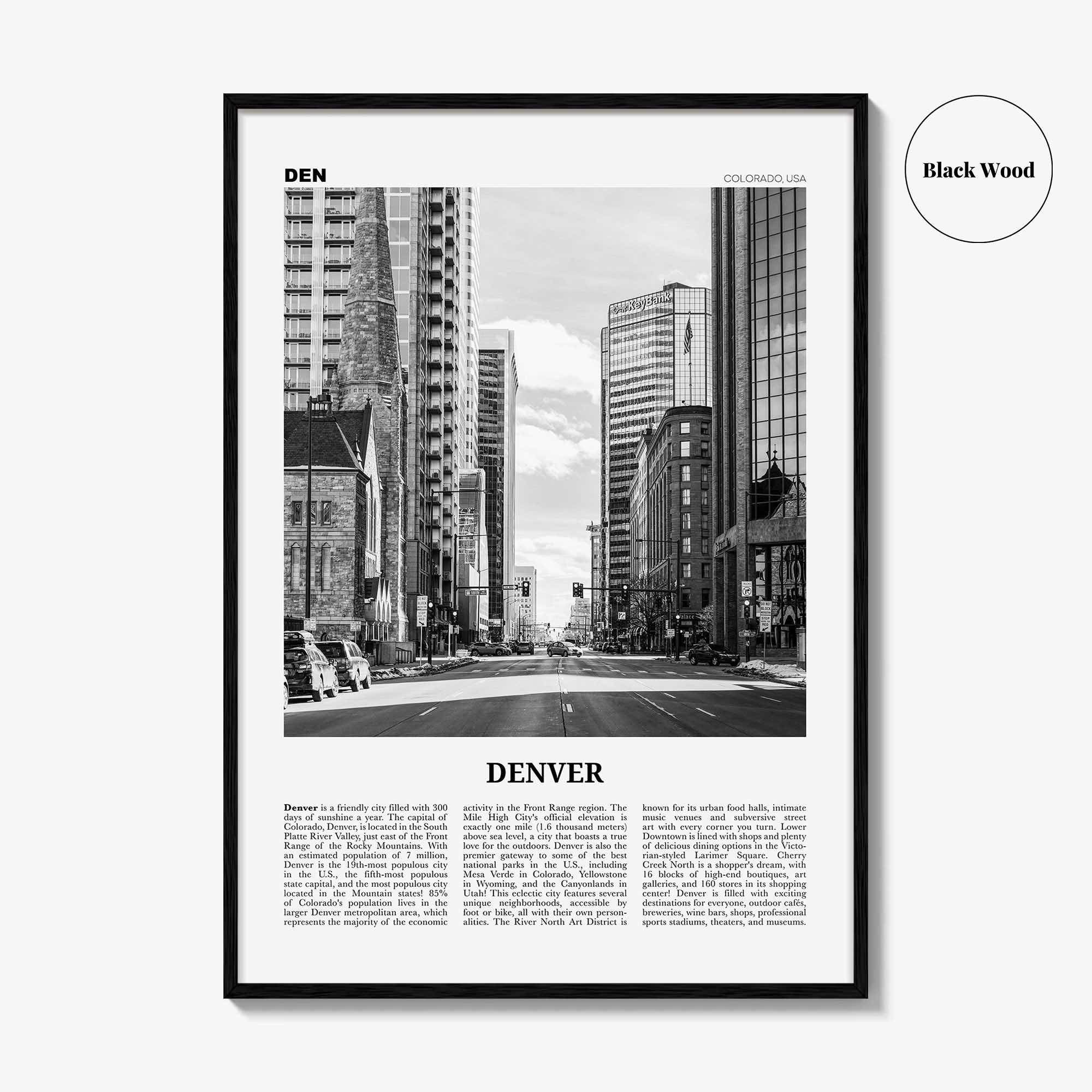 Denver Print Black and White No 4, Denver Wall Art, Denver Poster, Denver Photo, Denver Wall Decor, Colorado, USA, United States