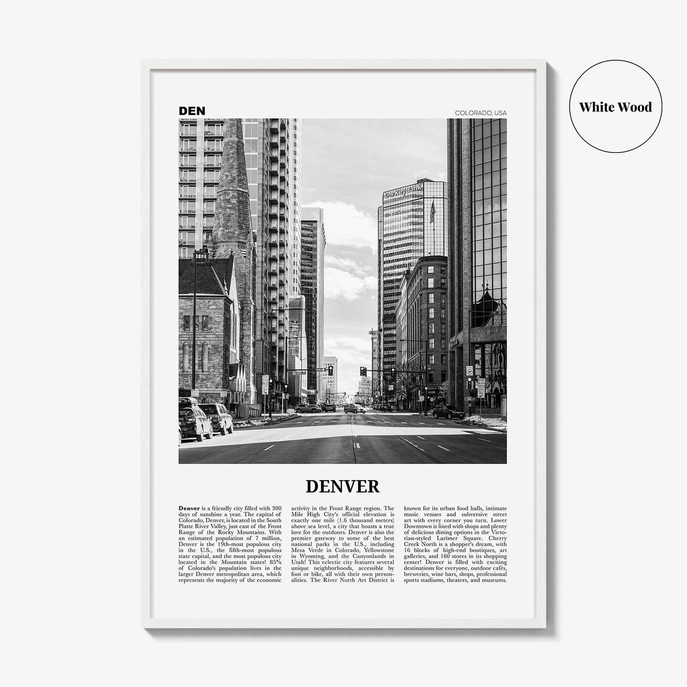 Denver Print Black and White No 4, Denver Wall Art, Denver Poster, Denver Photo, Denver Wall Decor, Colorado, USA, United States