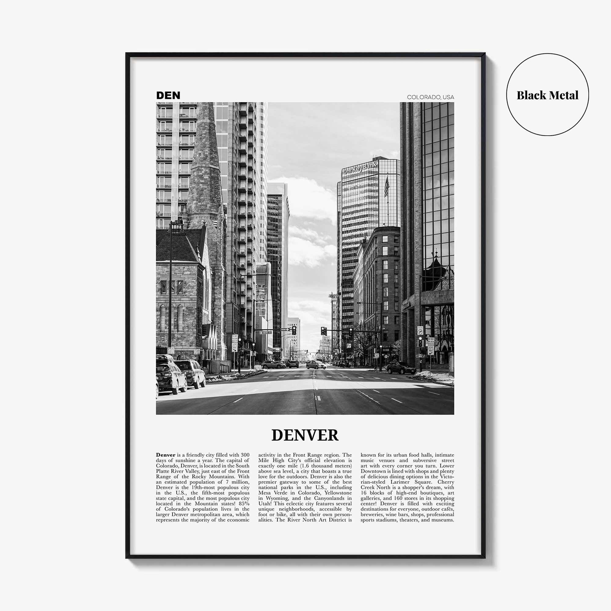 Denver Print Black and White No 4, Denver Wall Art, Denver Poster, Denver Photo, Denver Wall Decor, Colorado, USA, United States