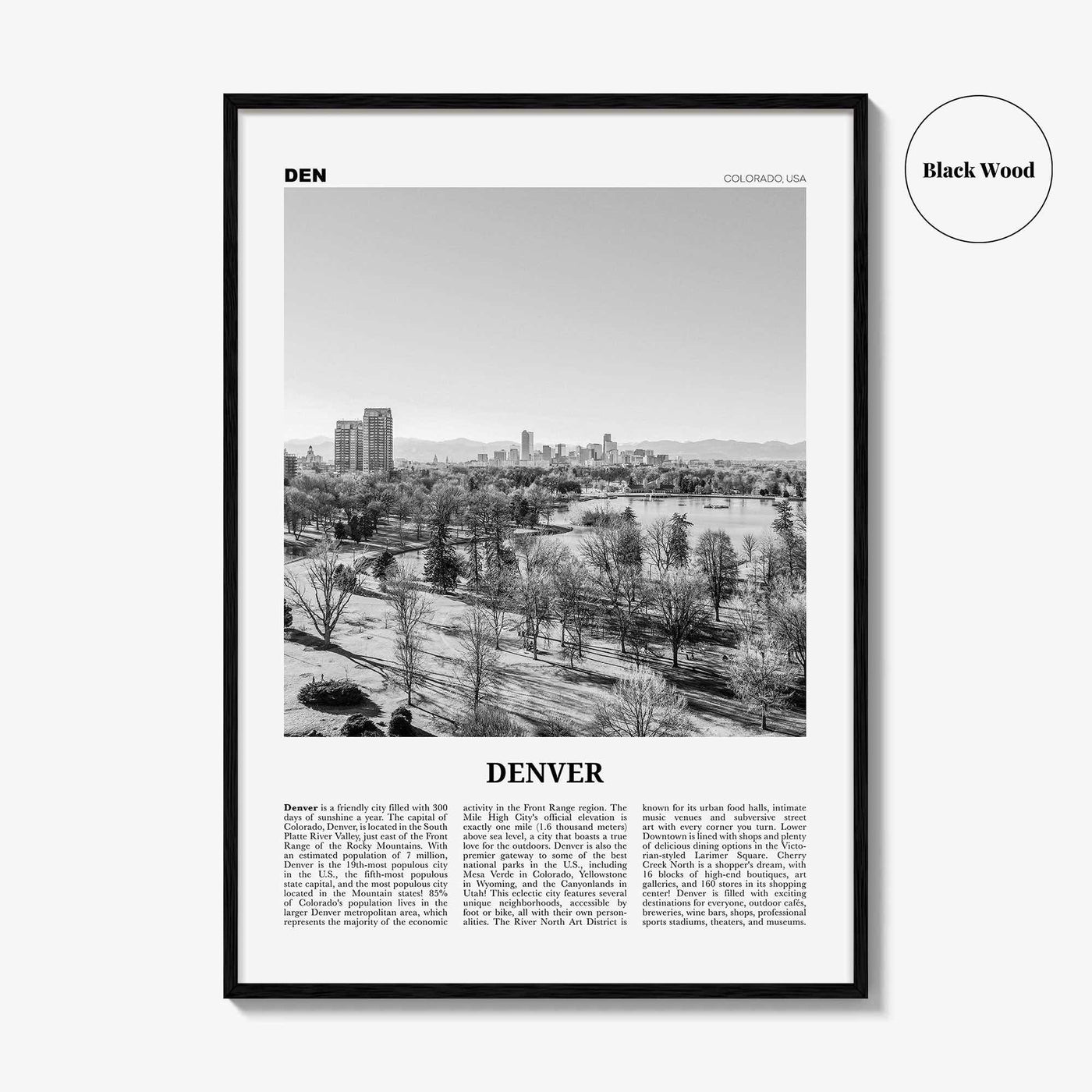 Denver Print Black and White No 5, Denver Wall Art, Denver Poster, Denver Photo, Denver Wall Decor, Colorado, USA, United States