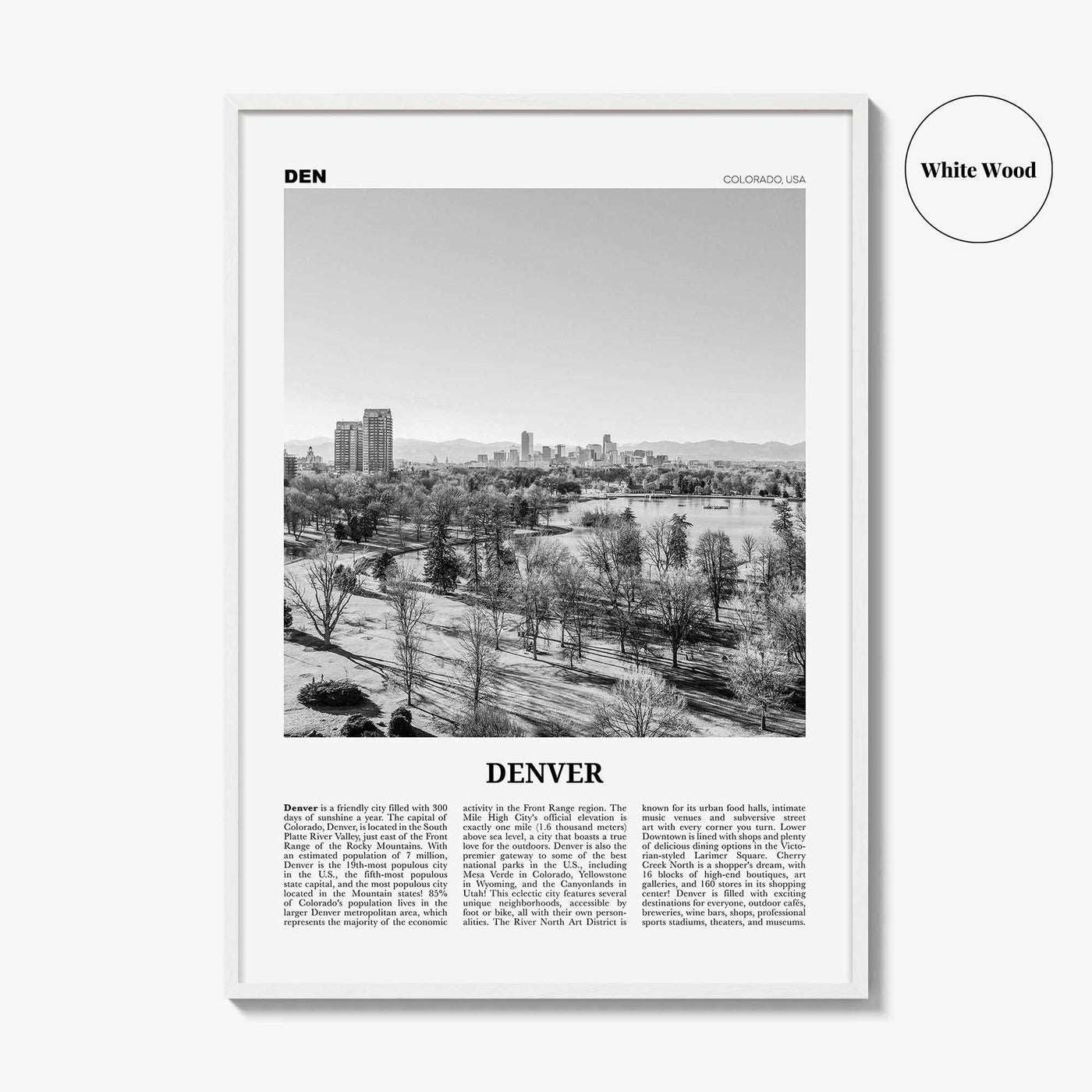 Denver Print Black and White No 5, Denver Wall Art, Denver Poster, Denver Photo, Denver Wall Decor, Colorado, USA, United States