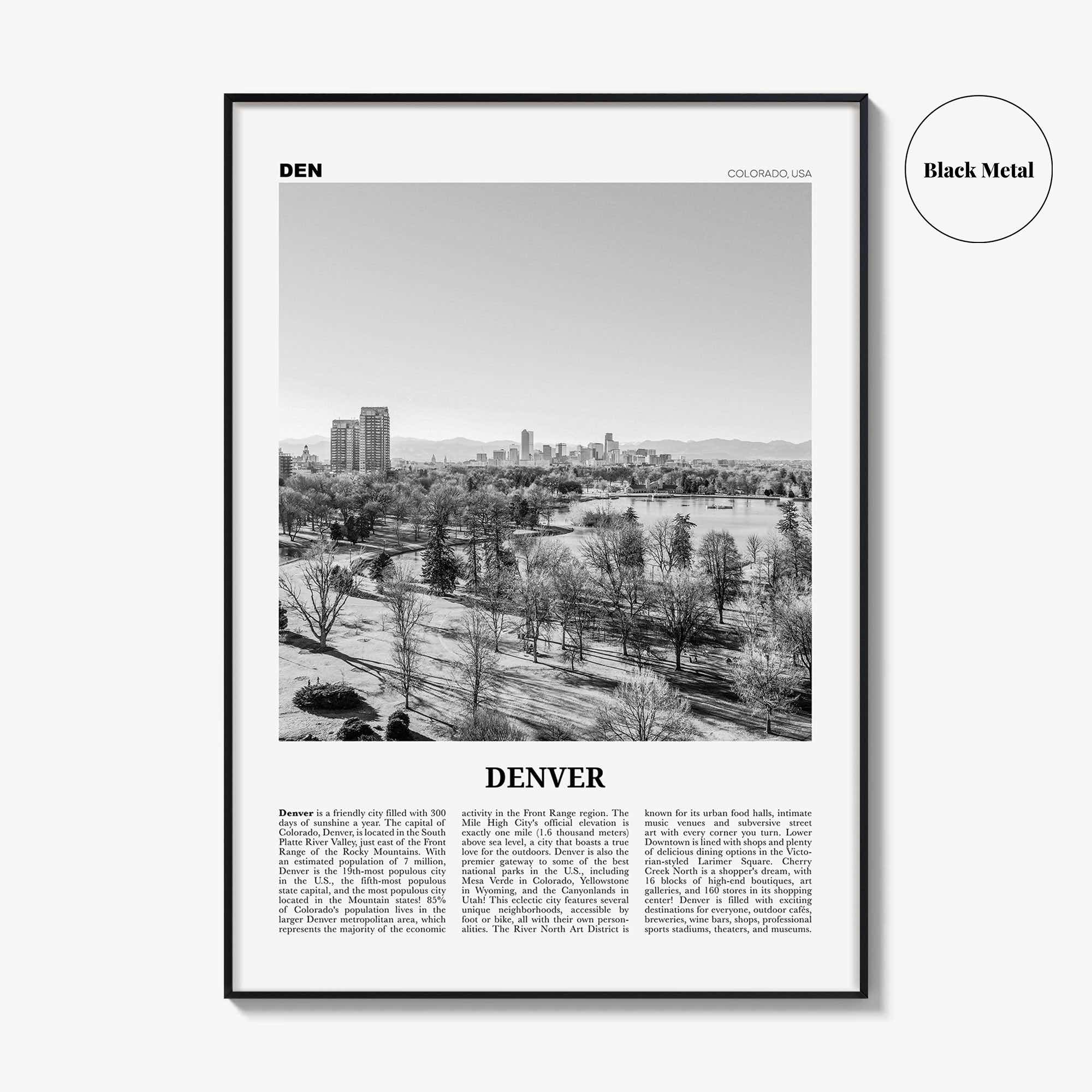 Denver Print Black and White No 5, Denver Wall Art, Denver Poster, Denver Photo, Denver Wall Decor, Colorado, USA, United States