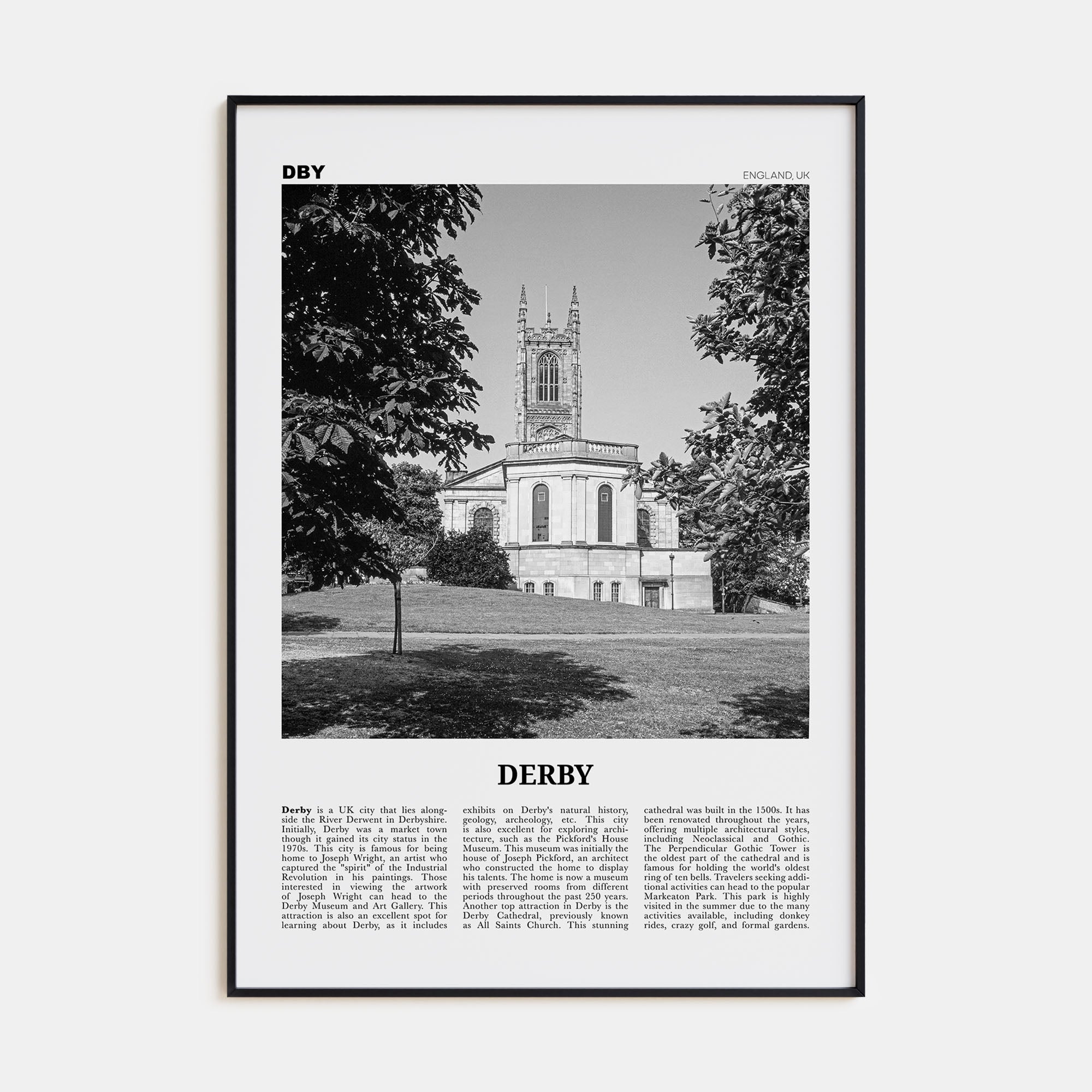 Derby Travel B&W Poster