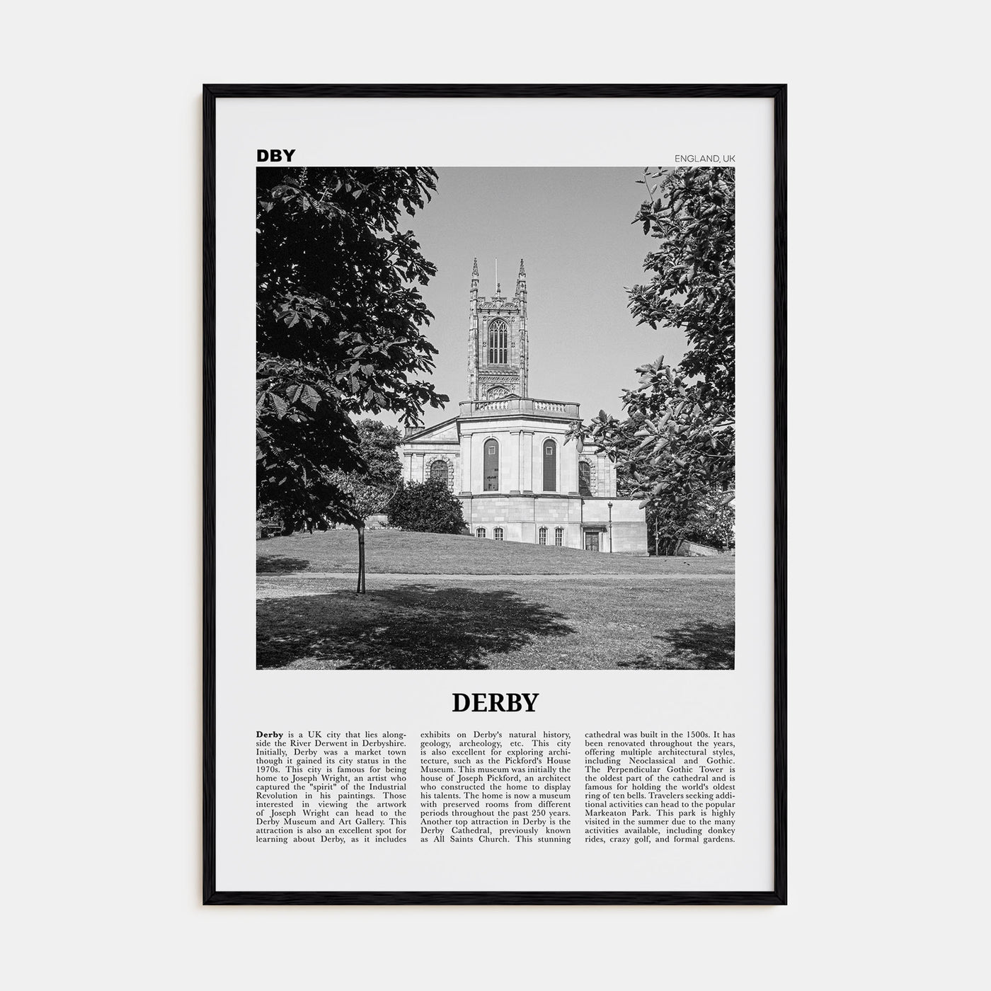 Derby Travel B&W Poster