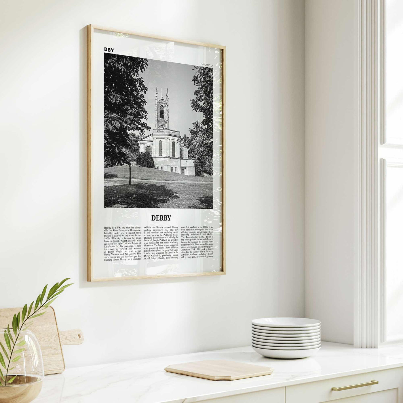 Derby Print Black and White, Derby Wall Art, Derby Poster, Derby Photo, Derby Wall Décor, Derby Map, England