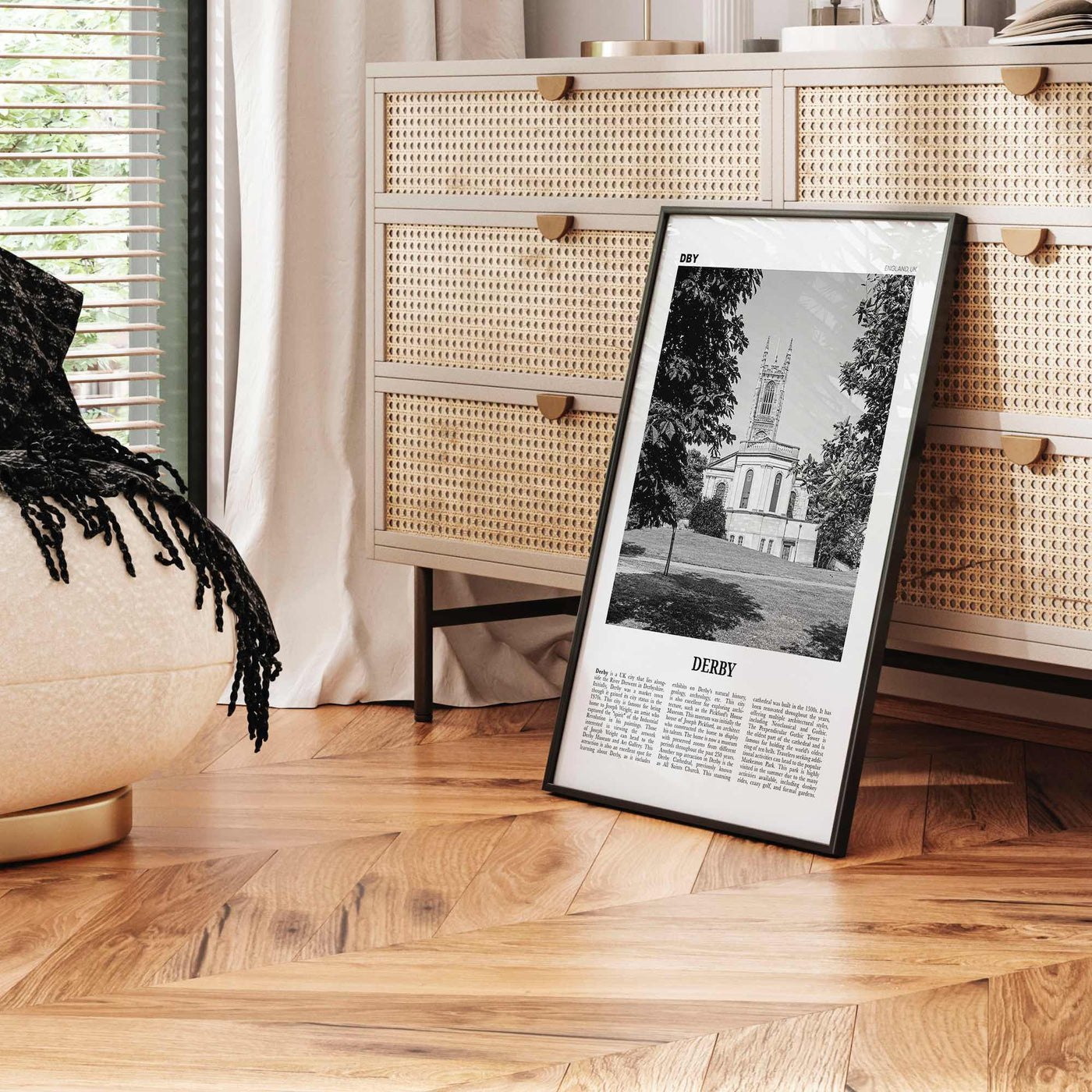 Derby Print Black and White, Derby Wall Art, Derby Poster, Derby Photo, Derby Wall Décor, Derby Map, England