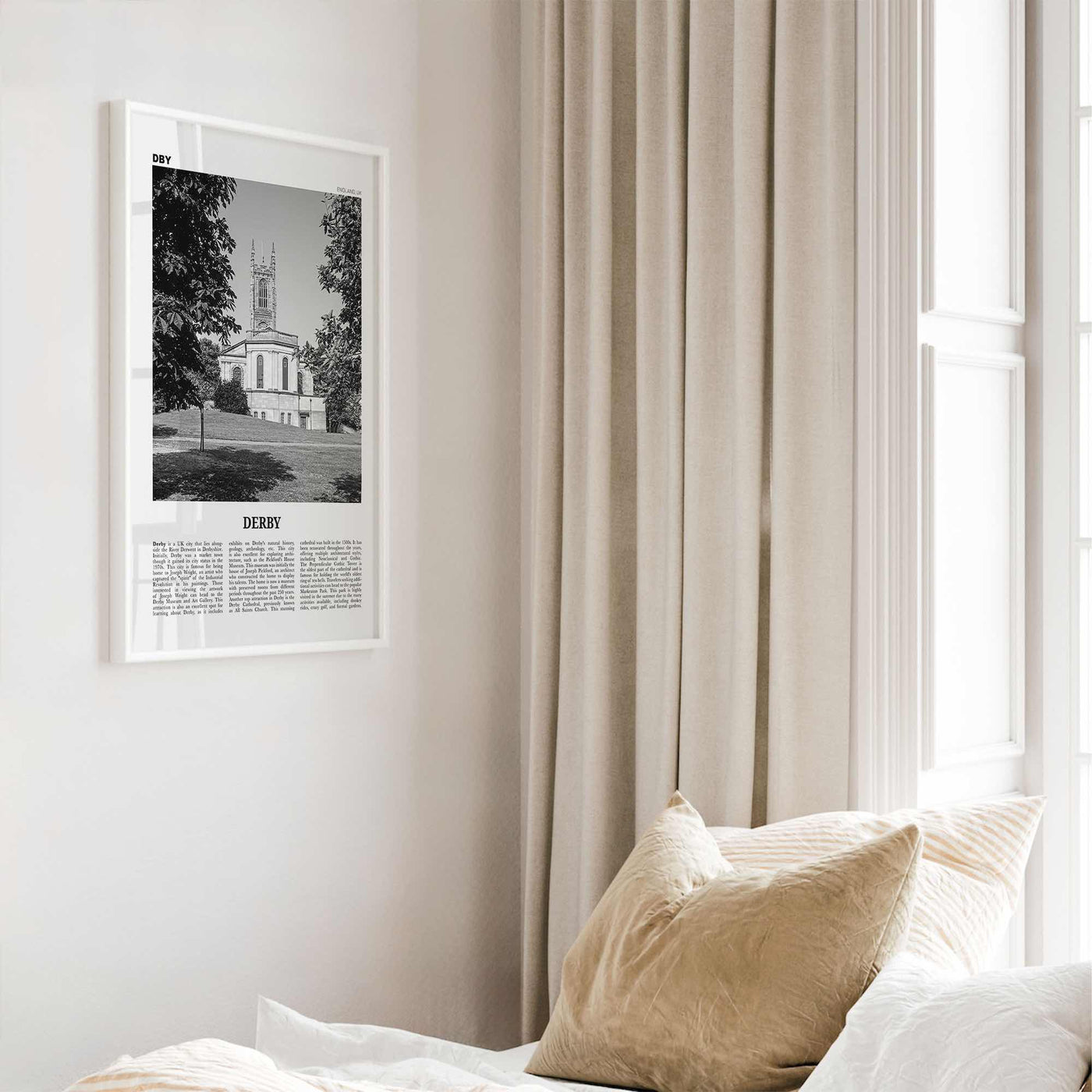 Derby Print Black and White, Derby Wall Art, Derby Poster, Derby Photo, Derby Wall Décor, Derby Map, England