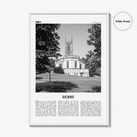 Derby Print Black and White, Derby Wall Art, Derby Poster, Derby Photo, Derby Wall Décor, Derby Map, England