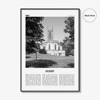 Derby Print Black and White, Derby Wall Art, Derby Poster, Derby Photo, Derby Wall Décor, Derby Map, England