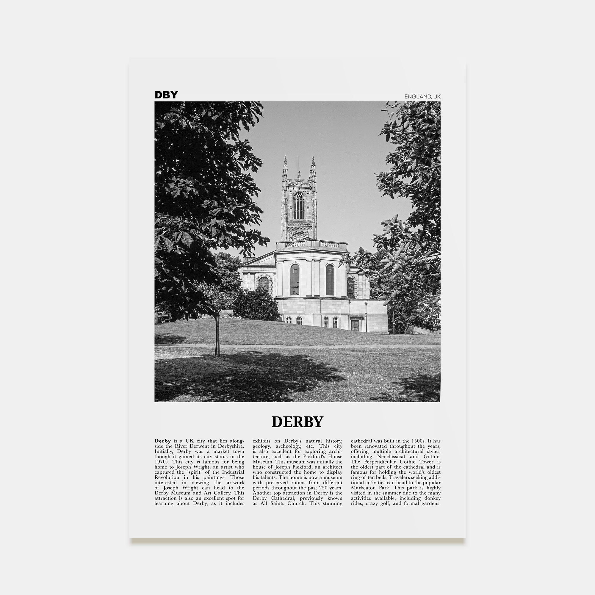 Derby Travel B&W Poster