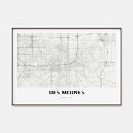 Des Moines Map Landscape Poster