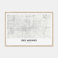 Des Moines Map Landscape Poster