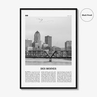 Des Moines Print Black and White No 1, Des Moines Wall Art, Des Moines Poster, Des Moines Photo, Iowa, USA, United States, North America