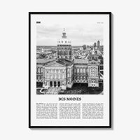 Des Moines Print Black and White No 2, Des Moines Wall Art, Des Moines Poster, Des Moines Photo, Iowa, USA, United States, North America