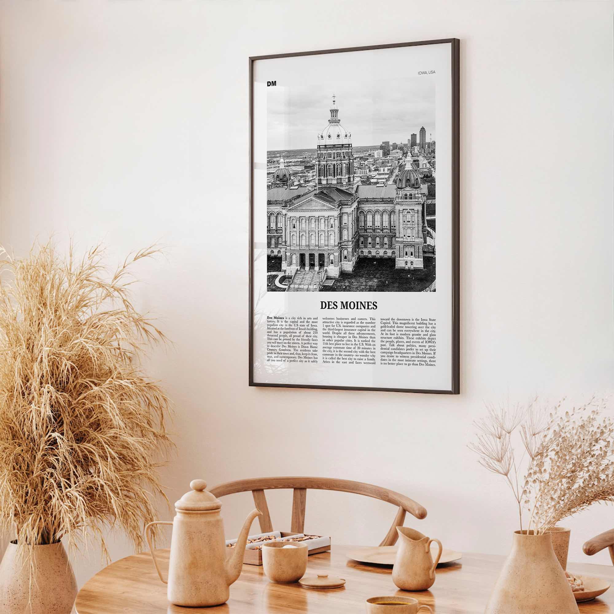 Des Moines Print Black and White No 2, Des Moines Wall Art, Des Moines Poster, Des Moines Photo, Iowa, USA, United States, North America