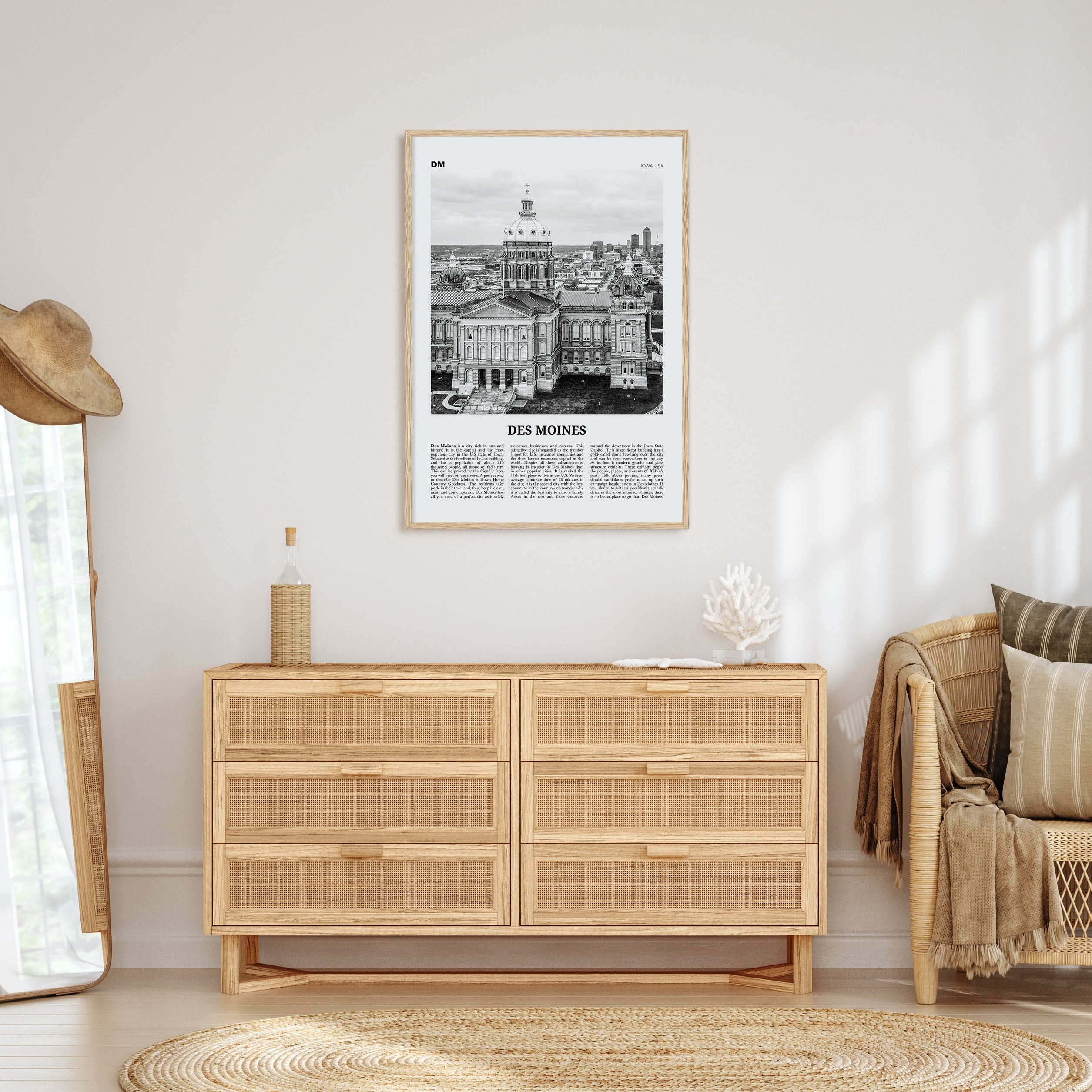 Des Moines Travel B&W No 2 Poster