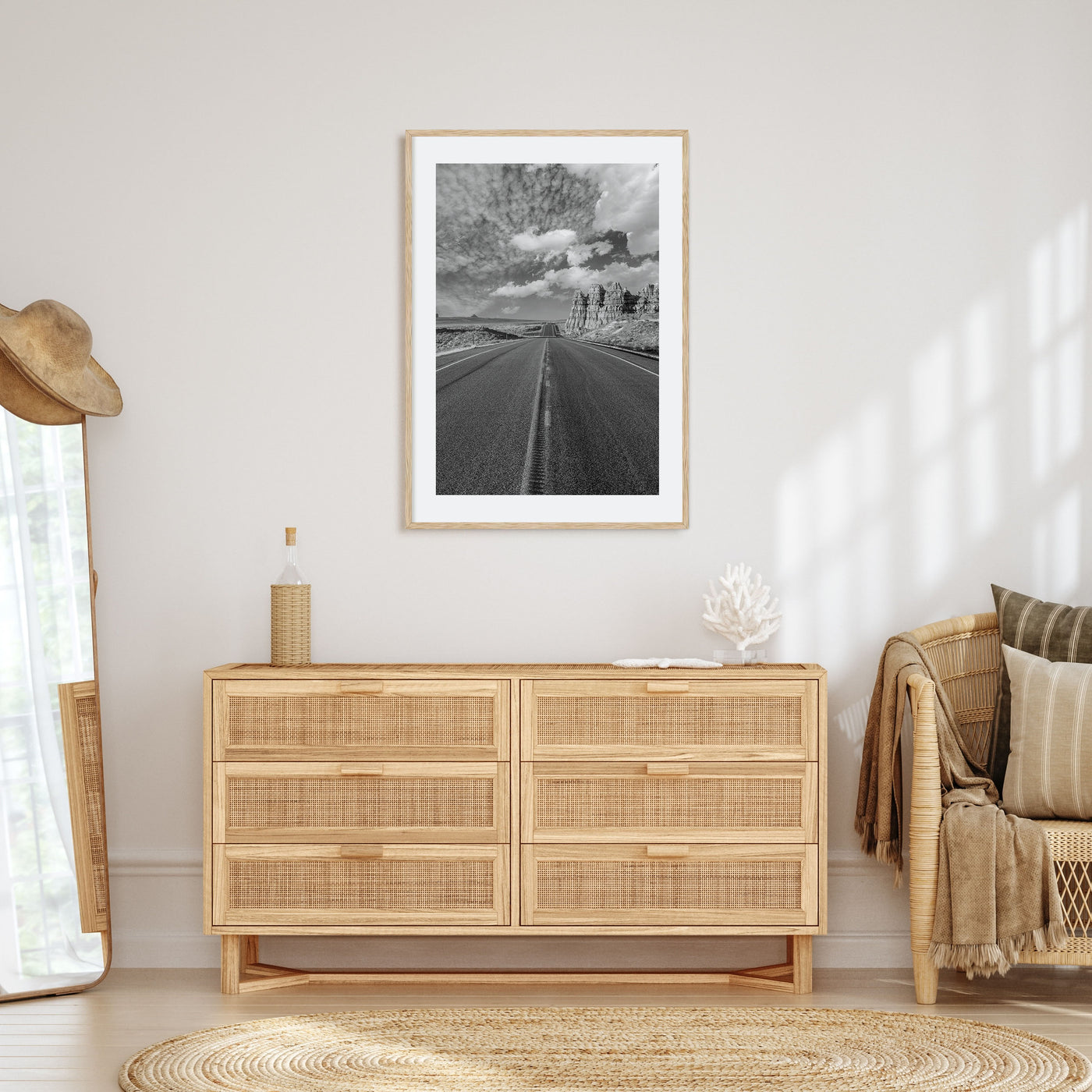 Desert Road Photo B&W Poster