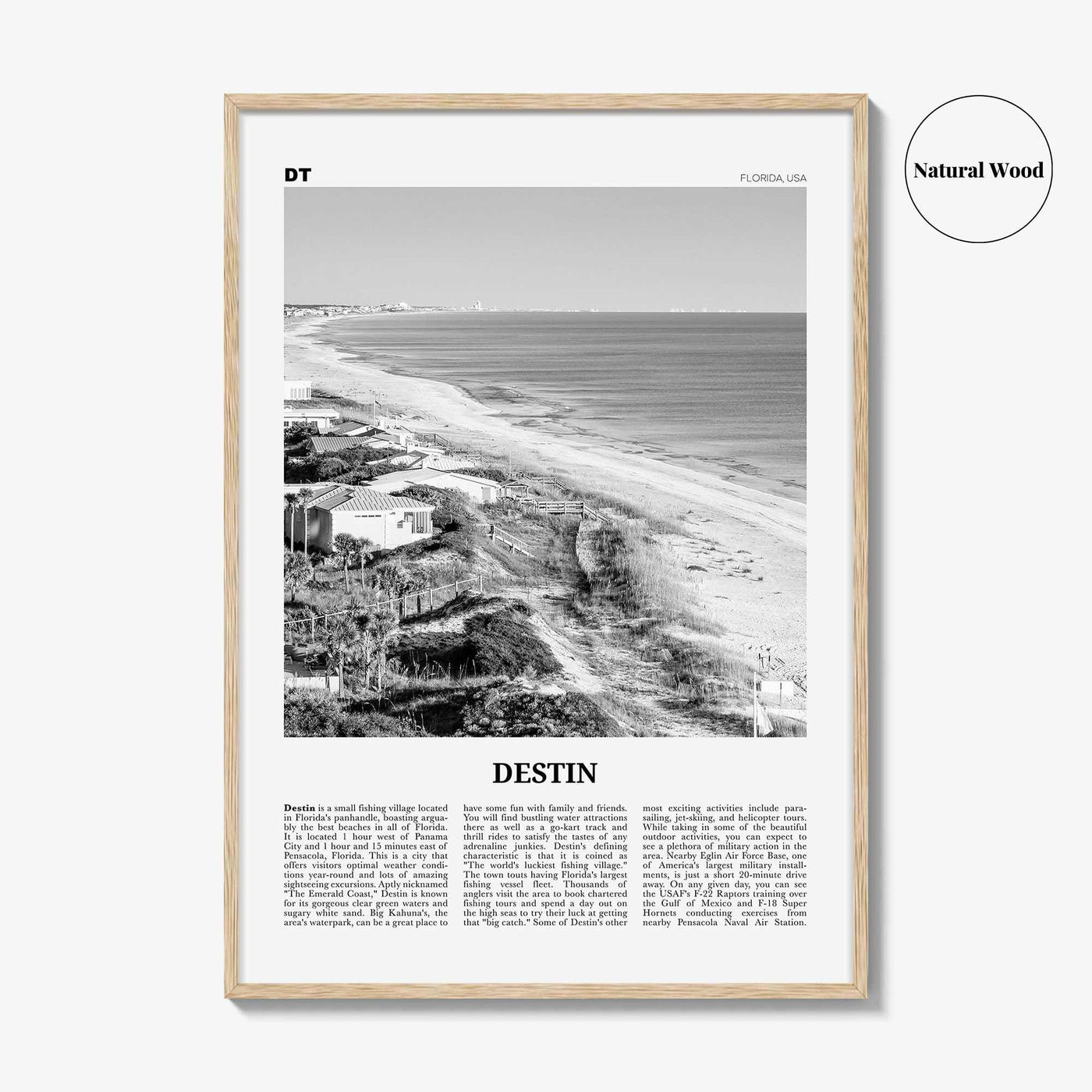 Destin Print Black and White No 1, Destin Wall Art, Destin Poster, Destin Photo, Destin Wall Décor, Florida, USA, United States, America