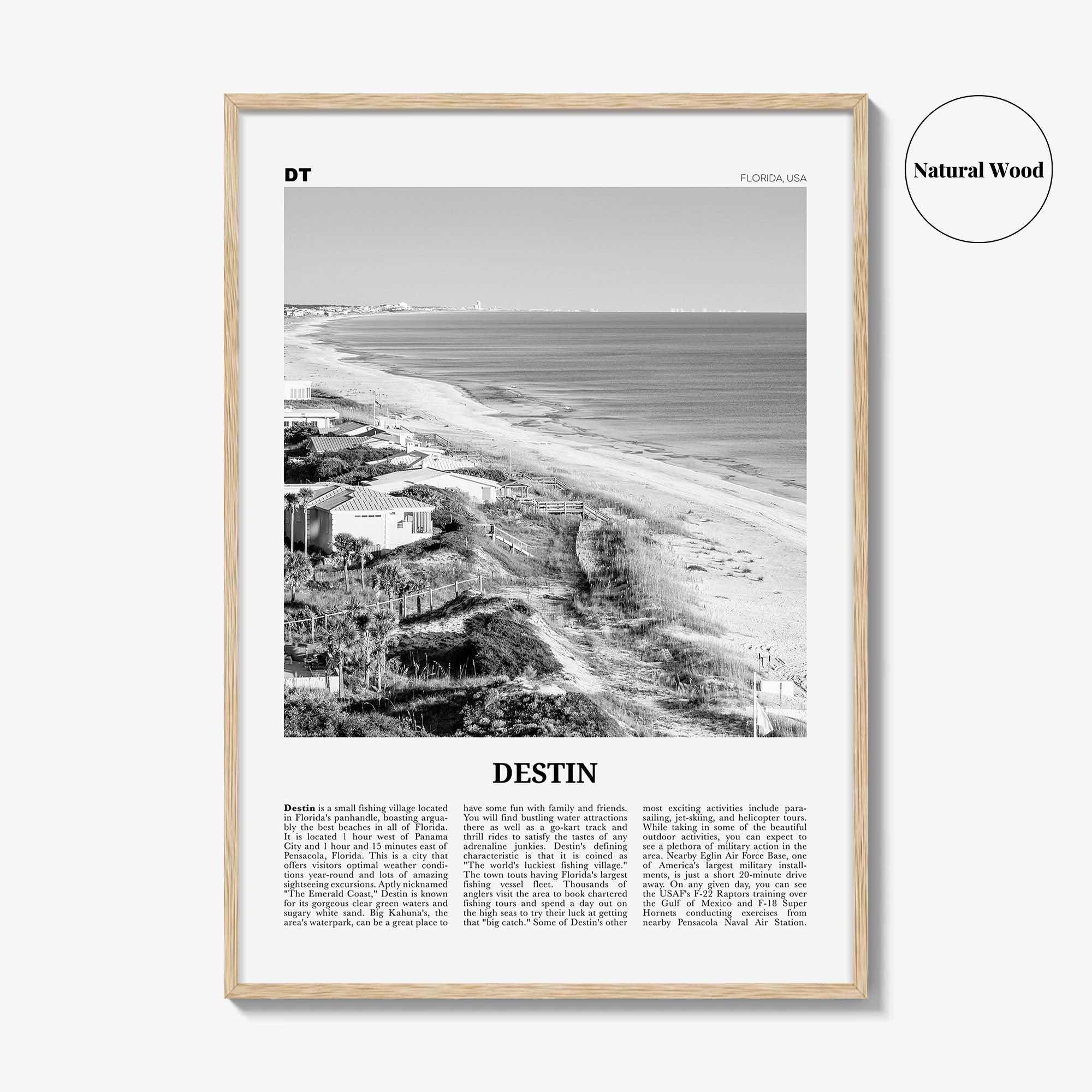 Destin Print Black and White No 1, Destin Wall Art, Destin Poster, Destin Photo, Destin Wall Décor, Florida, USA, United States, America
