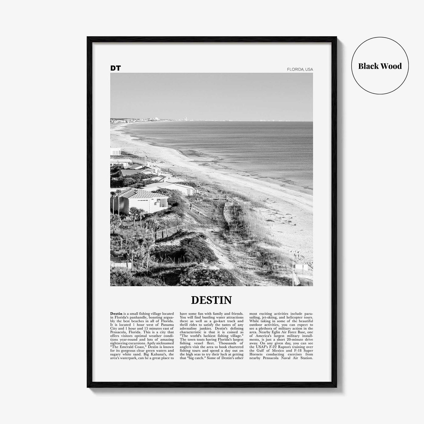 Destin Print Black and White No 1, Destin Wall Art, Destin Poster, Destin Photo, Destin Wall Décor, Florida, USA, United States, America