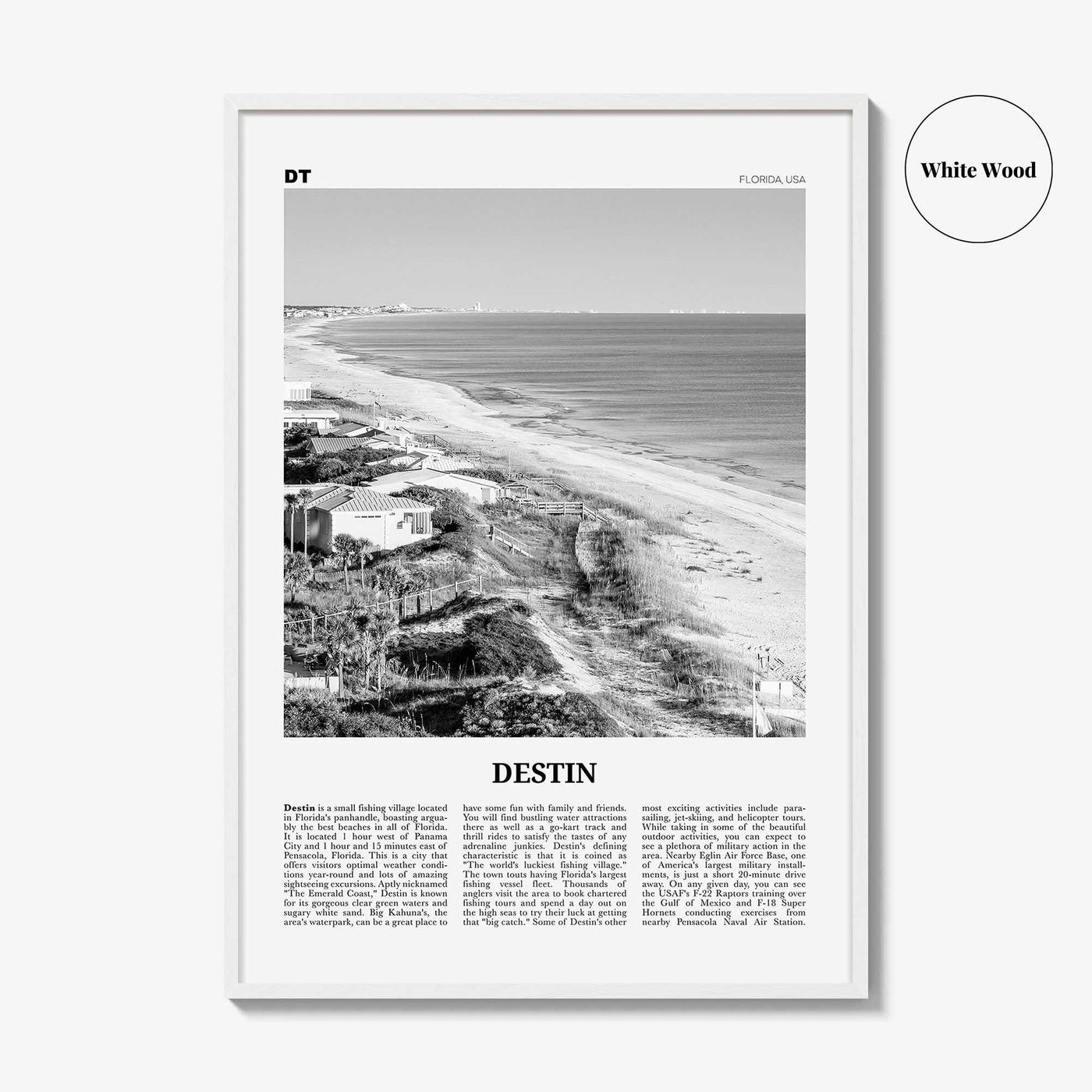 Destin Print Black and White No 1, Destin Wall Art, Destin Poster, Destin Photo, Destin Wall Décor, Florida, USA, United States, America