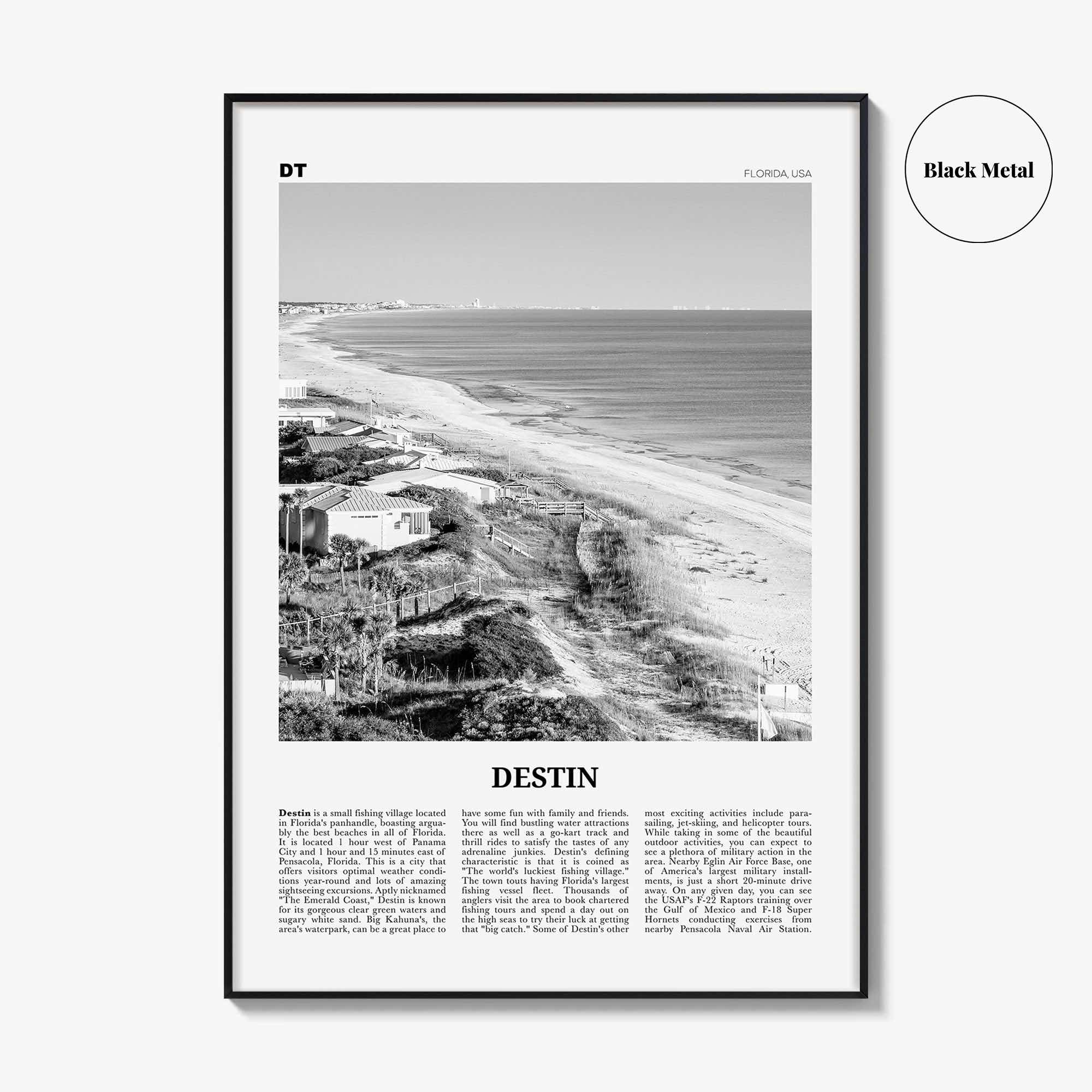 Destin Print Black and White No 1, Destin Wall Art, Destin Poster, Destin Photo, Destin Wall Décor, Florida, USA, United States, America