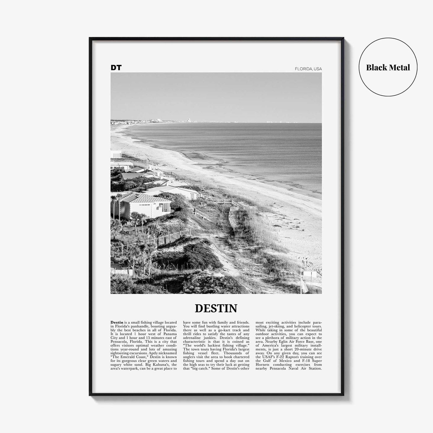 Destin Print Black and White No 1, Destin Wall Art, Destin Poster, Destin Photo, Destin Wall Décor, Florida, USA, United States, America