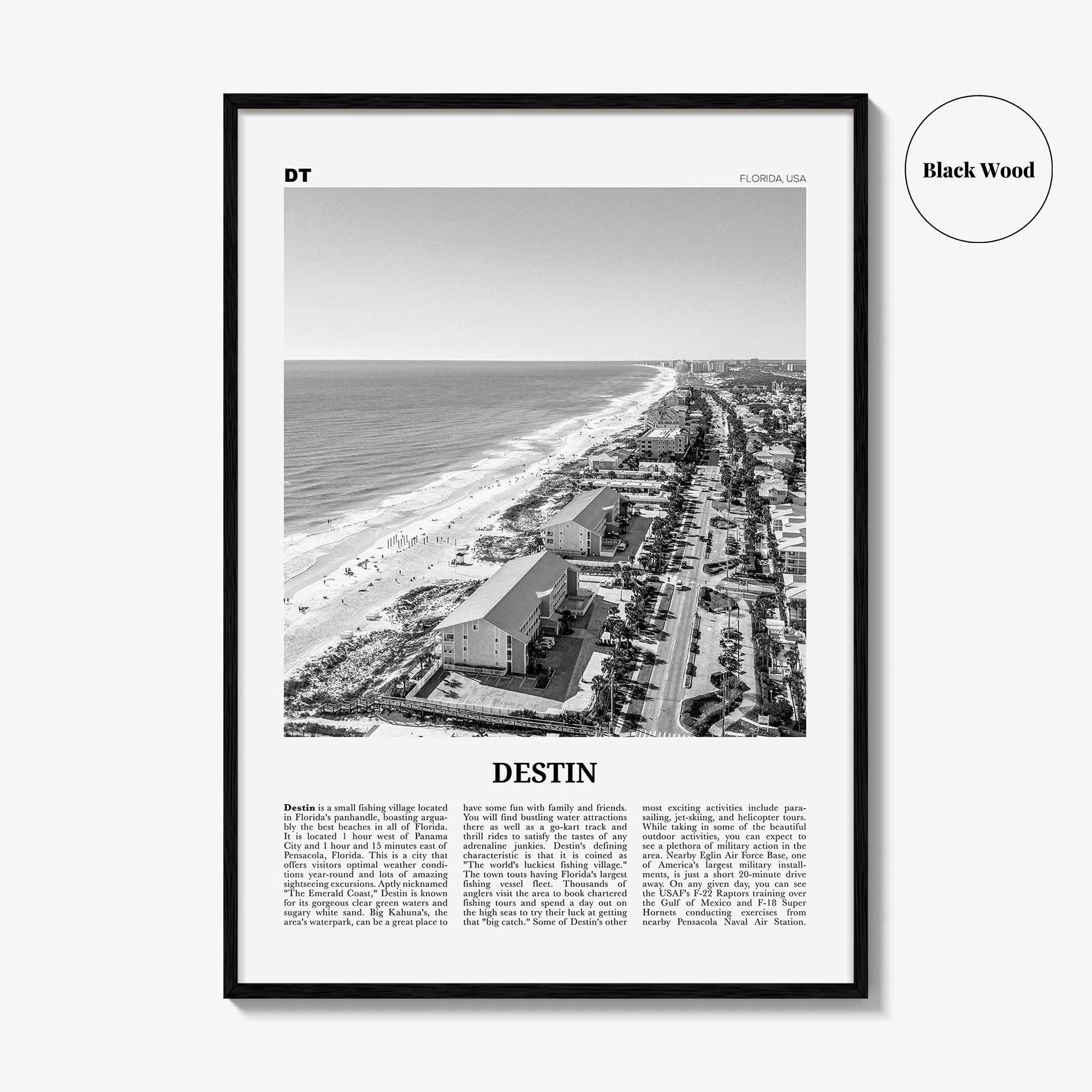 Destin Print Black and White No 2, Destin Wall Art, Destin Poster, Destin Photo, Destin Wall Décor, Florida, USA, United States, America