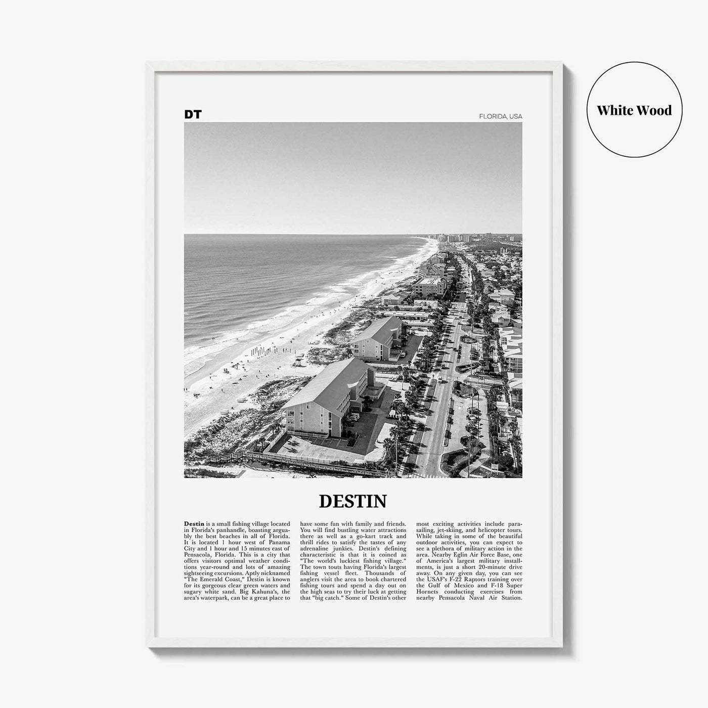Destin Print Black and White No 2, Destin Wall Art, Destin Poster, Destin Photo, Destin Wall Décor, Florida, USA, United States, America