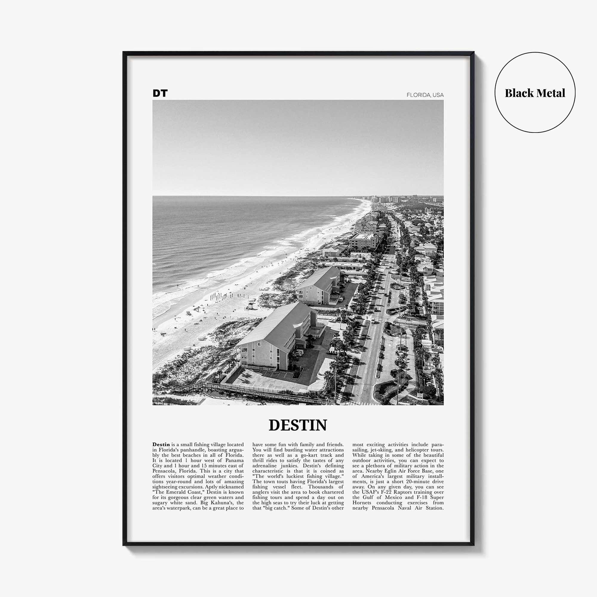Destin Print Black and White No 2, Destin Wall Art, Destin Poster, Destin Photo, Destin Wall Décor, Florida, USA, United States, America