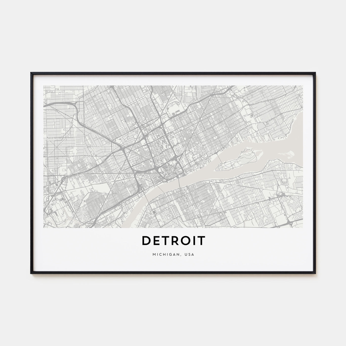 Detroit Map Landscape Poster