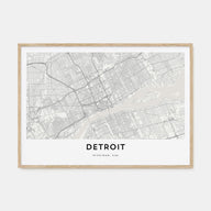 Detroit Map Landscape Poster