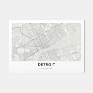 Detroit Map Landscape Poster