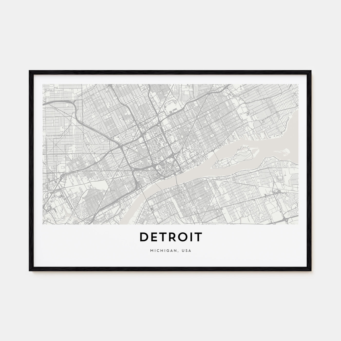 Detroit Map Landscape Poster