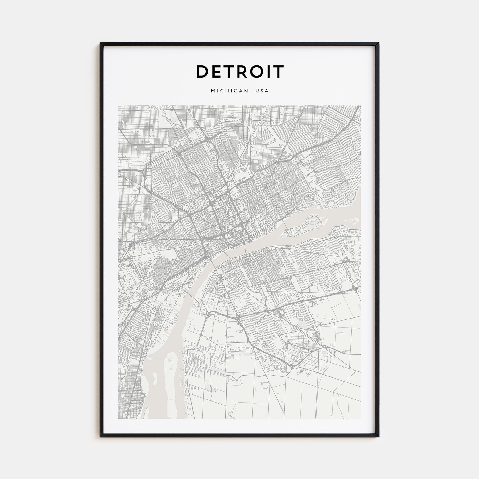 Detroit Map Portrait Poster