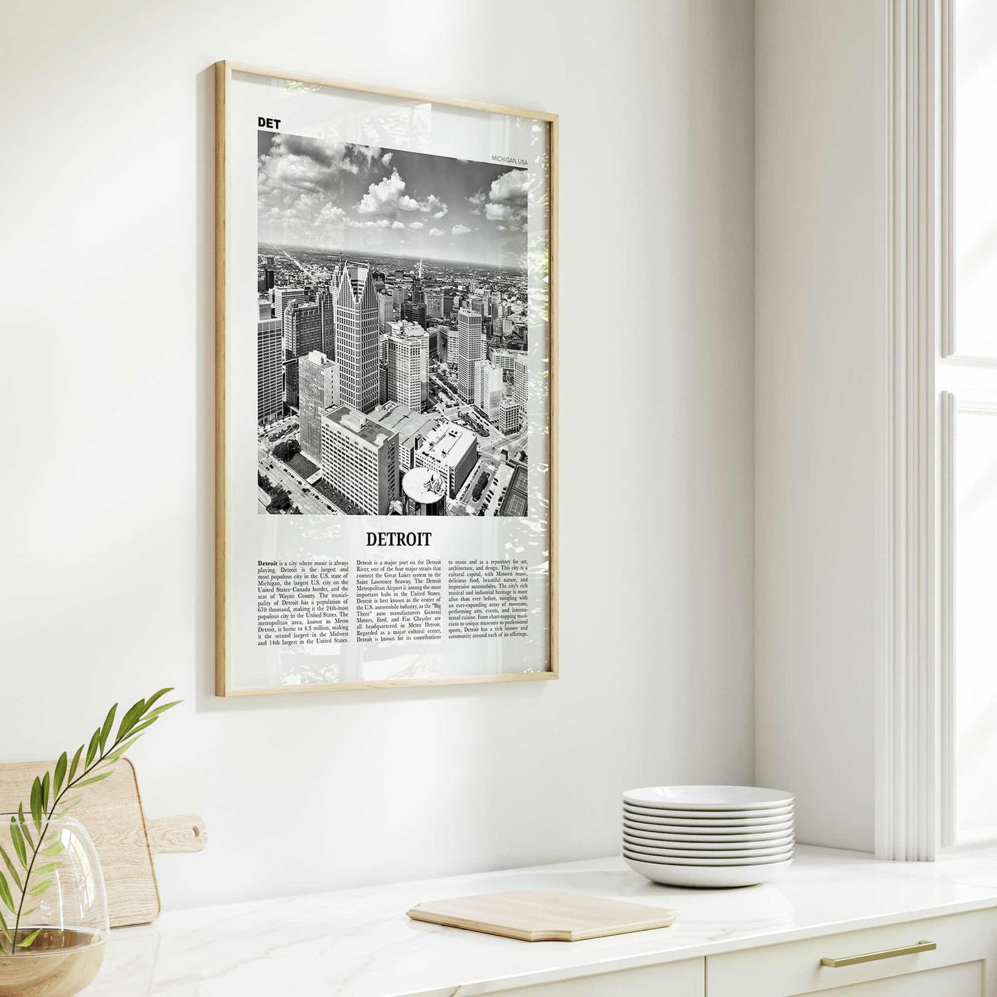 Detroit Print Black and White No 1, Detroit Wall Art, Detroit Poster, Detroit Photo, Detroit Decor, Michigan, USA, United States, America