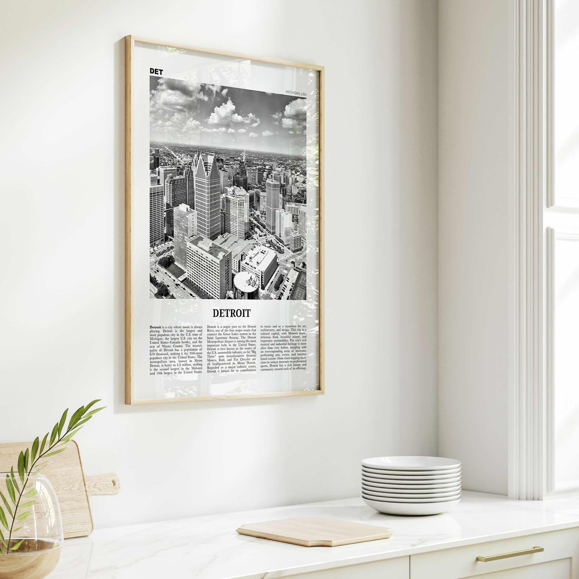 Detroit Print Black and White No 1, Detroit Wall Art, Detroit Poster, Detroit Photo, Detroit Decor, Michigan, USA, United States, America