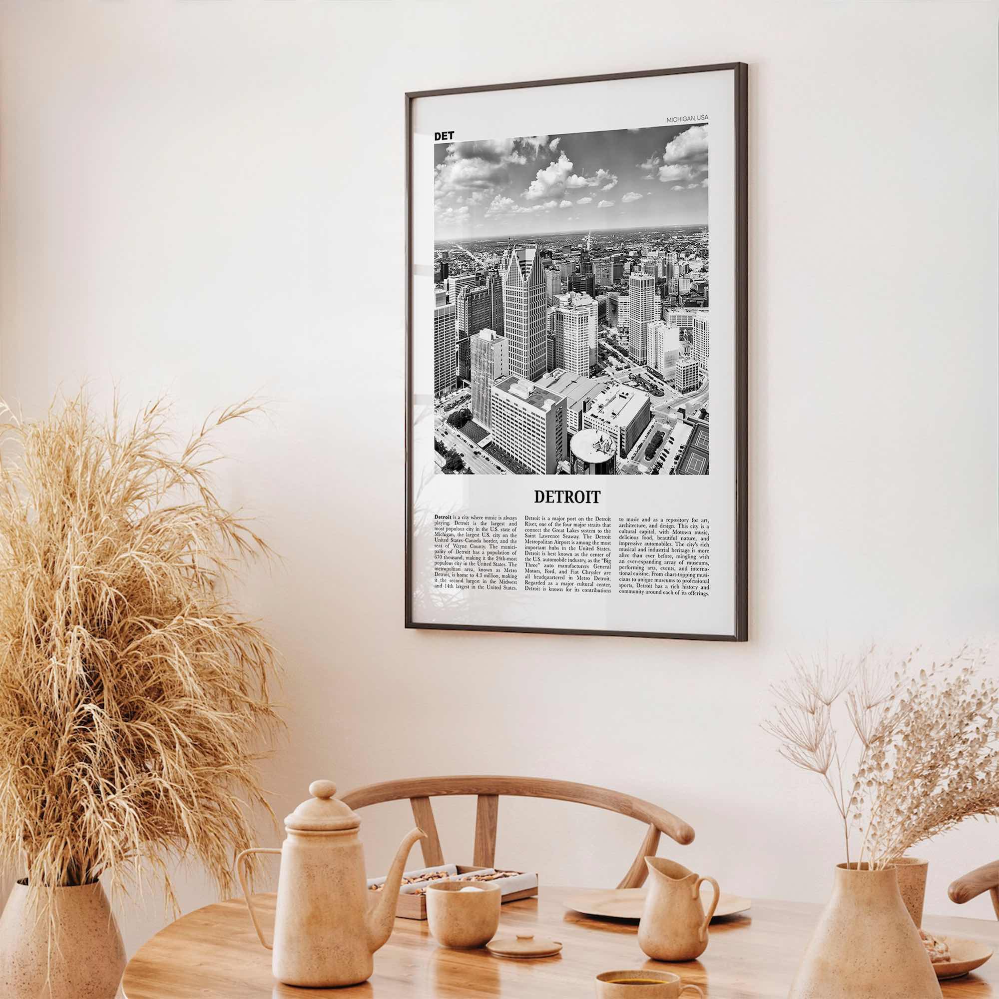 Detroit Print Black and White No 1, Detroit Wall Art, Detroit Poster, Detroit Photo, Detroit Decor, Michigan, USA, United States, America