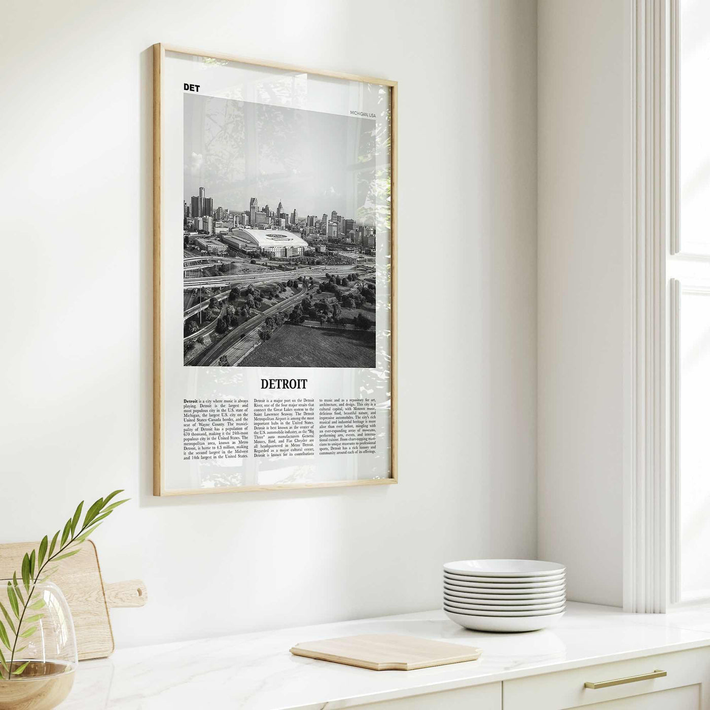 Detroit Print Black and White No 2, Detroit Wall Art, Detroit Poster, Detroit Photo, Detroit Decor, Michigan, USA, United States