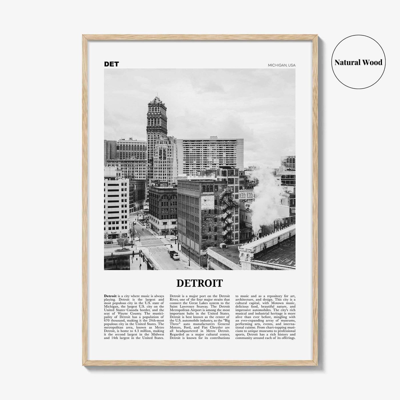 Detroit Print Black and White No 3, Detroit Wall Art, Detroit Poster, Detroit Photo, Detroit Decor, Michigan, USA, United States