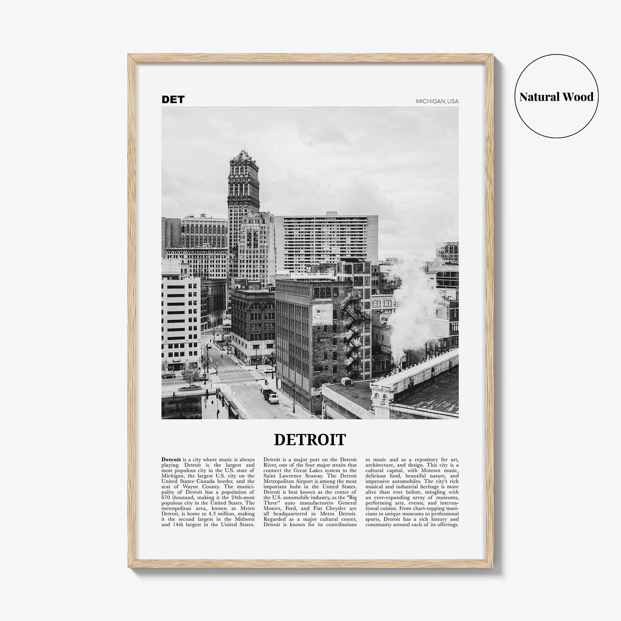 Detroit Print Black and White No 3, Detroit Wall Art, Detroit Poster, Detroit Photo, Detroit Decor, Michigan, USA, United States