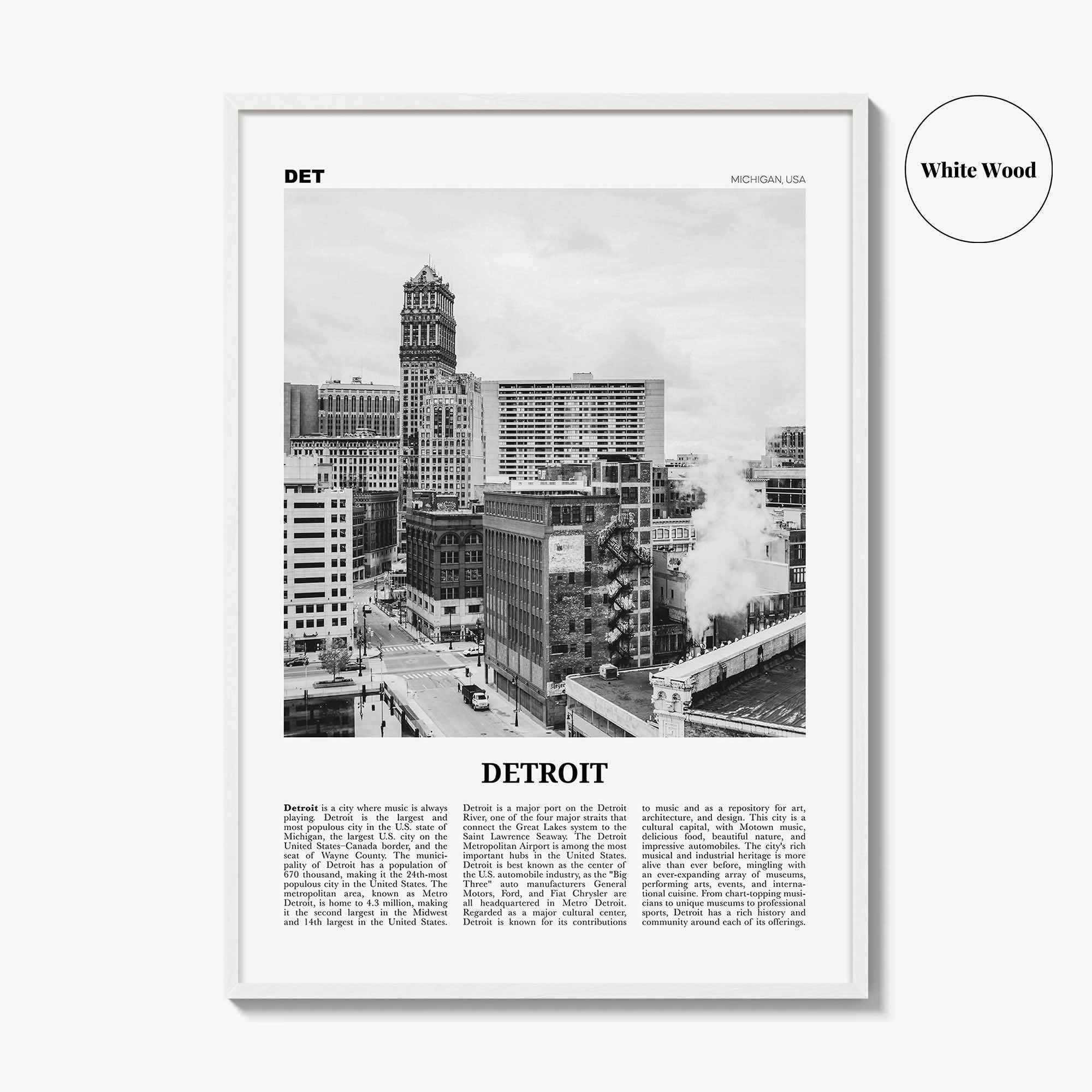 Detroit Print Black and White No 3, Detroit Wall Art, Detroit Poster, Detroit Photo, Detroit Decor, Michigan, USA, United States