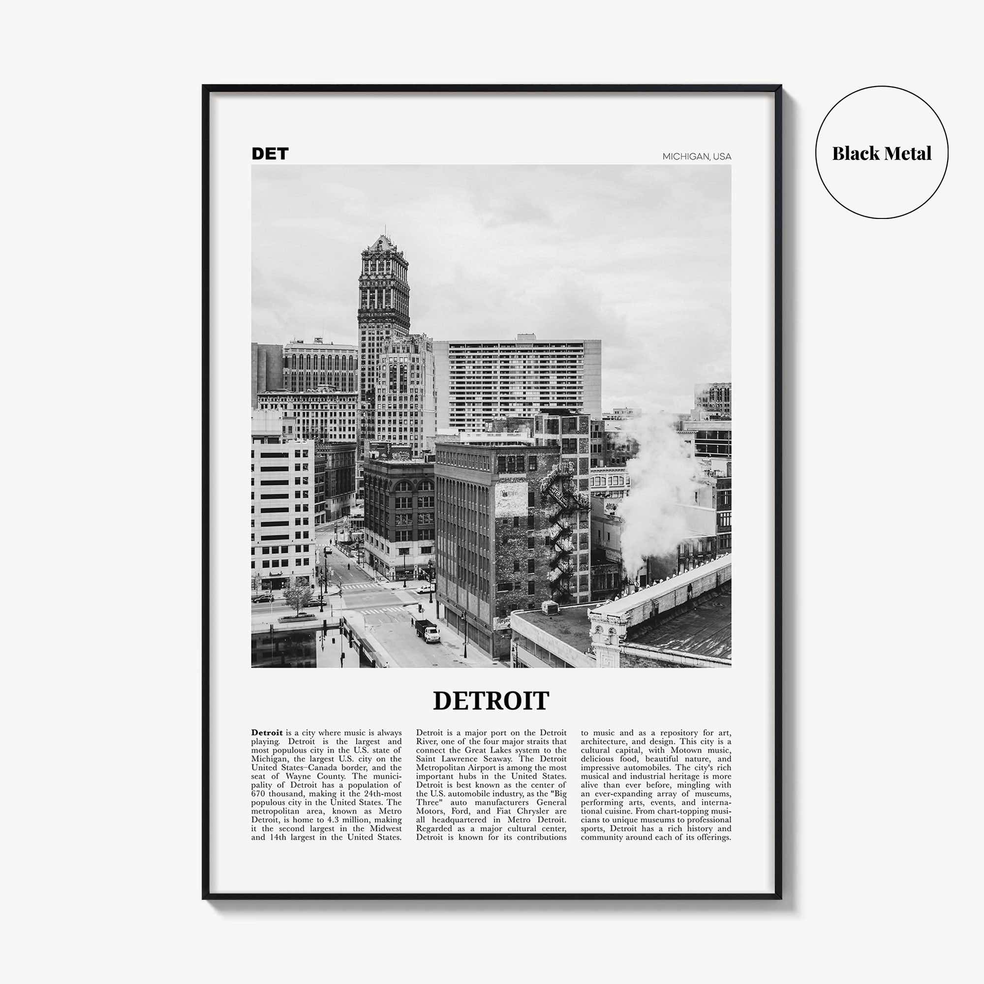 Detroit Print Black and White No 3, Detroit Wall Art, Detroit Poster, Detroit Photo, Detroit Decor, Michigan, USA, United States
