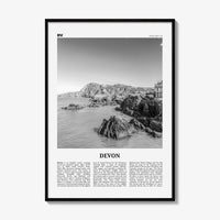 Devon Print Black and White, Devon Wall Art, Devon Poster, Devon Photo, Devon Map, England, UK, United Kingdom