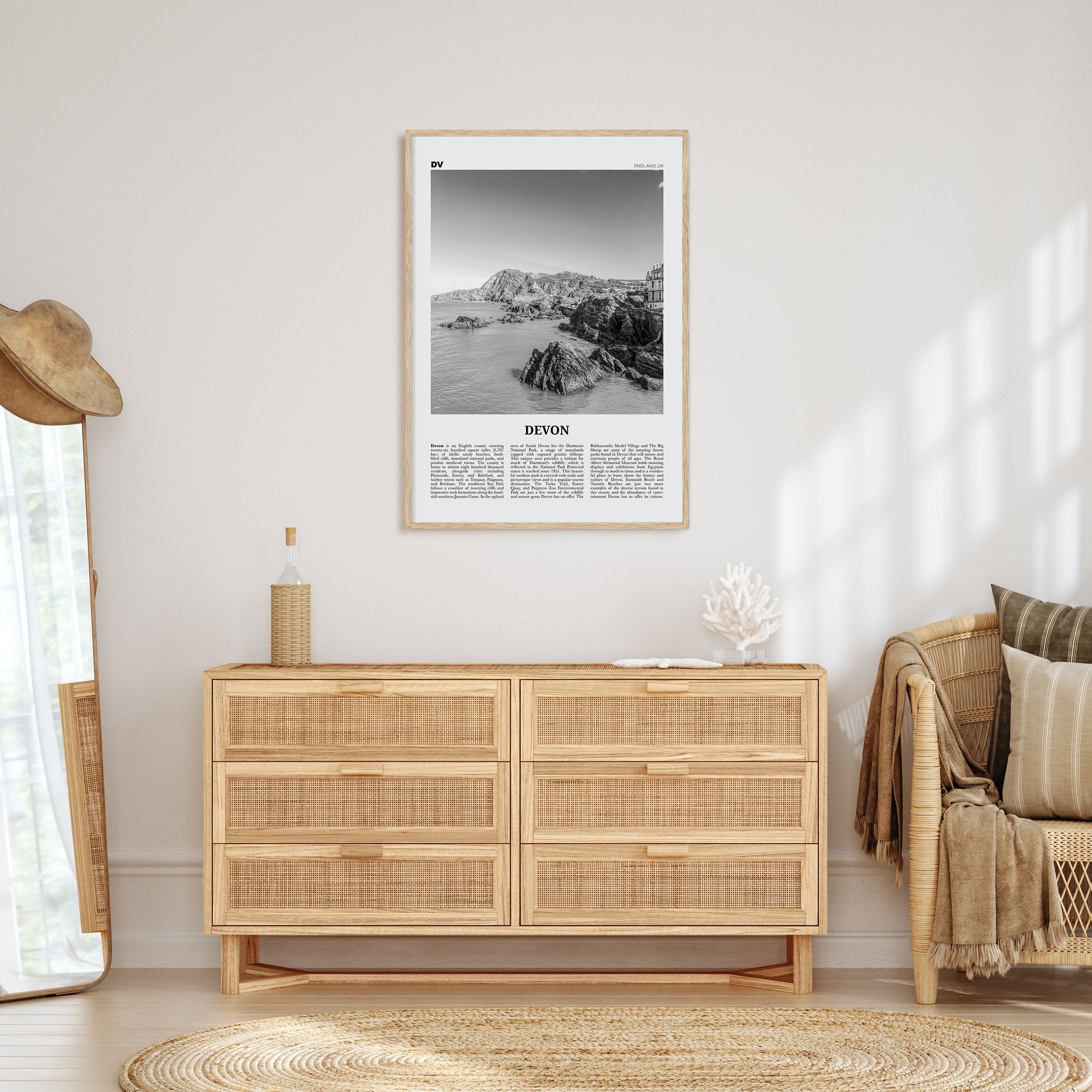 Devon Travel B&W Poster
